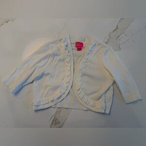 Lilly Pulitzer Cream Kids Cardigan Sweater with Ruffle Trim NWOT
